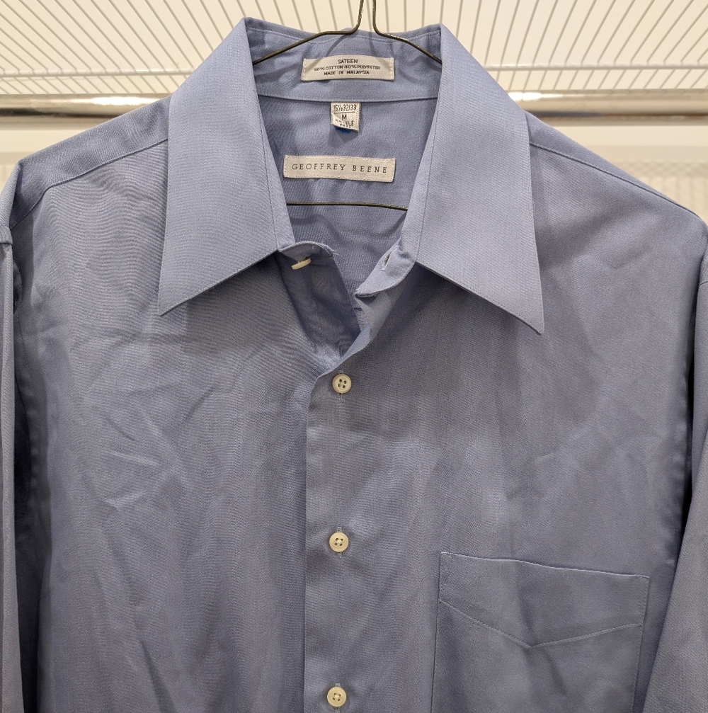 Geoffrey Beene Blue Button Down Shirt 15.5/32-33 (M)